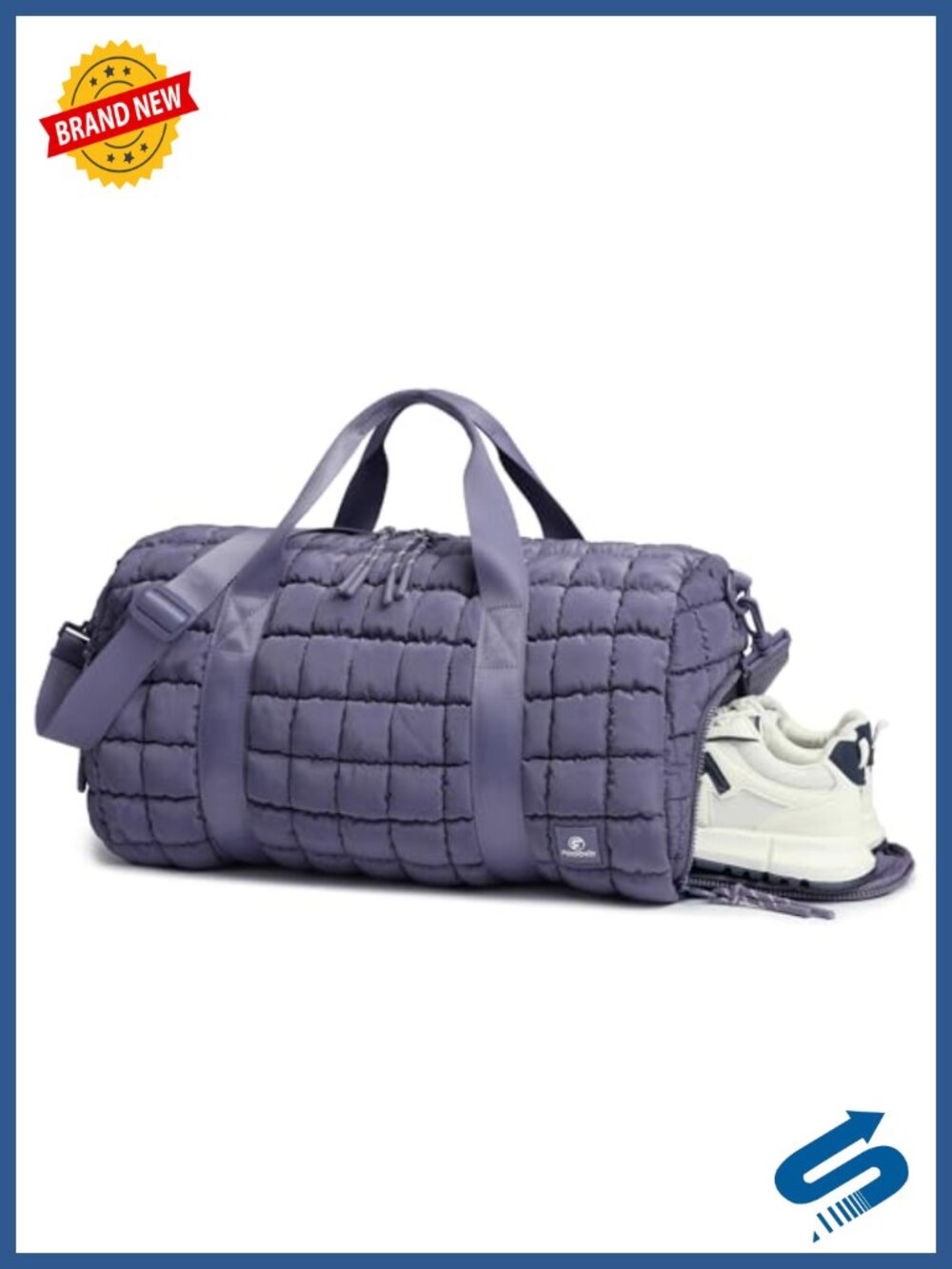 Quilted Puffer Duffel Bag with Shoe Compartment Large Crossbody Gym Travel Tote